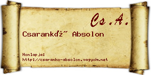 Csarankó Absolon névjegykártya